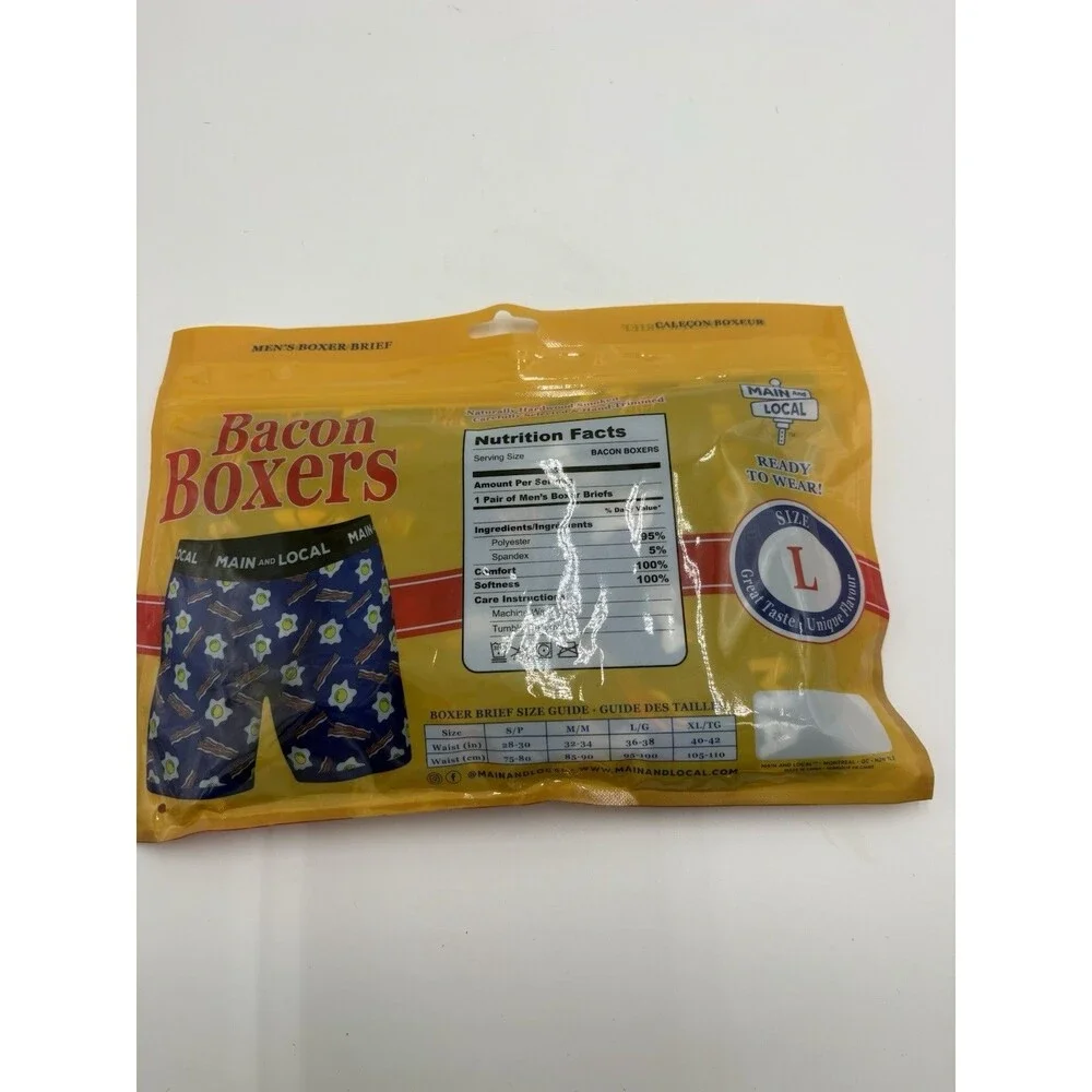 Bacon Theme Boxer Briefs Underwear Men's Size Large Funny Gift